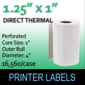 Direct Thermal Labels 1.25" x 1" Perf